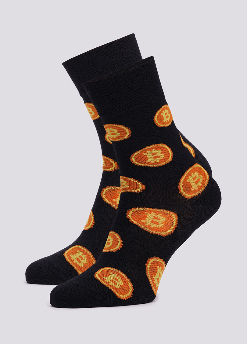 Шкарпетки чоловічі Біткоїн (2 пари) MS3 FASHION 060 (пак х2) black/neon (чорний)