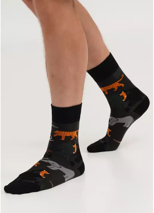 Набор мужские носки с животными и в полоску (2 пары) MS3 FASHION SET 1 (пак х2) pirate black/black (черный)