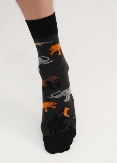Набор мужские носки с животными и в полоску (2 пары) MS3 FASHION SET 1 (пак х2) pirate black/black (черный)