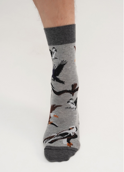 Набор мужские носки с орлами и в полоску (2 пары) MS3 FASHION SET 2 (пак х2) dark grey melange/black (серый/черный)