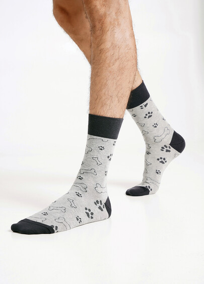 Носки мужские "Собаки" комплект из 2-х пар MS3 FASHION SET 3 (пак х2) iron/light grey melange (серый)