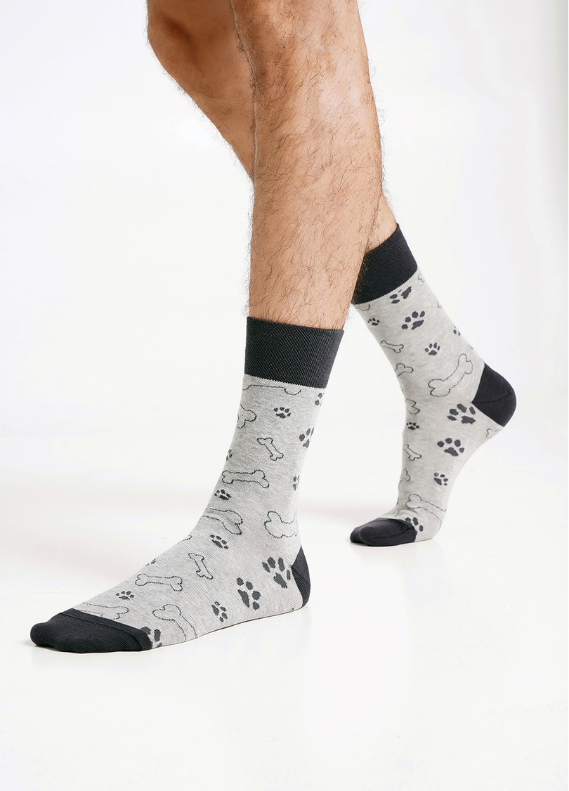 Шкарпетки чоловічі "Собаки" комплект з 2-х пар MS3 FASHION SET 3 (пак х2) iron/light grey melange (сірий)