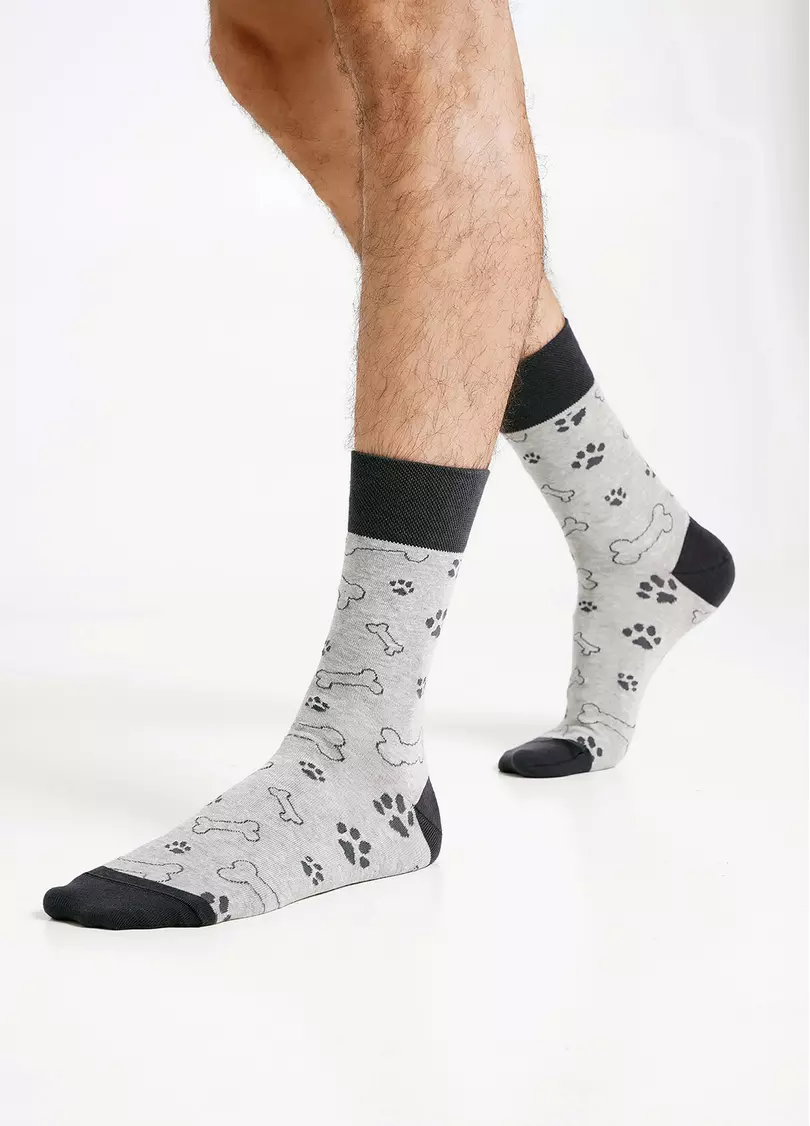 Носки мужские "Собаки" комплект из 2-х пар MS3 FASHION SET 3 (пак х2) iron/light grey melange (серый)