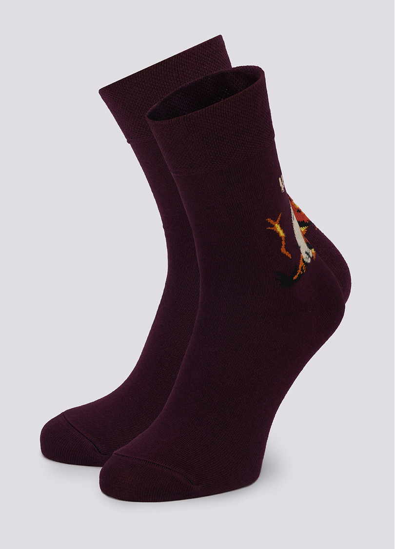 Чоловічі шкарпетки з бавовни з малюнком гарбуза MS3 HALLOWEEN 007 vintage grape (фіолетовий)