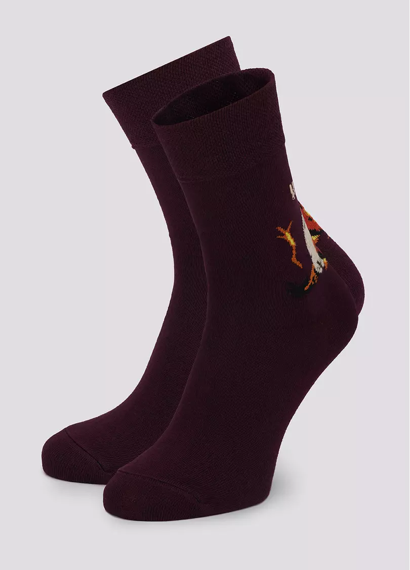 Чоловічі шкарпетки з бавовни з малюнком гарбуза MS3 HALLOWEEN 007 vintage grape (фіолетовий)
