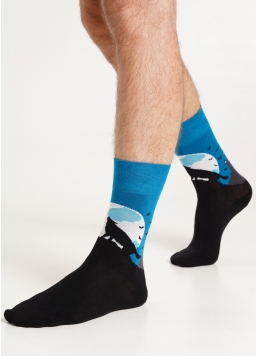 Мужские носки высокие с волком MS3 HALLOWEEN 2302 blue sapphire (синий)