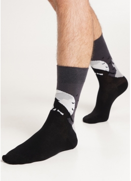 Чоловічі шкарпетки високі з вовком MS3 HALLOWEEN 2302 pirate black (чорний)