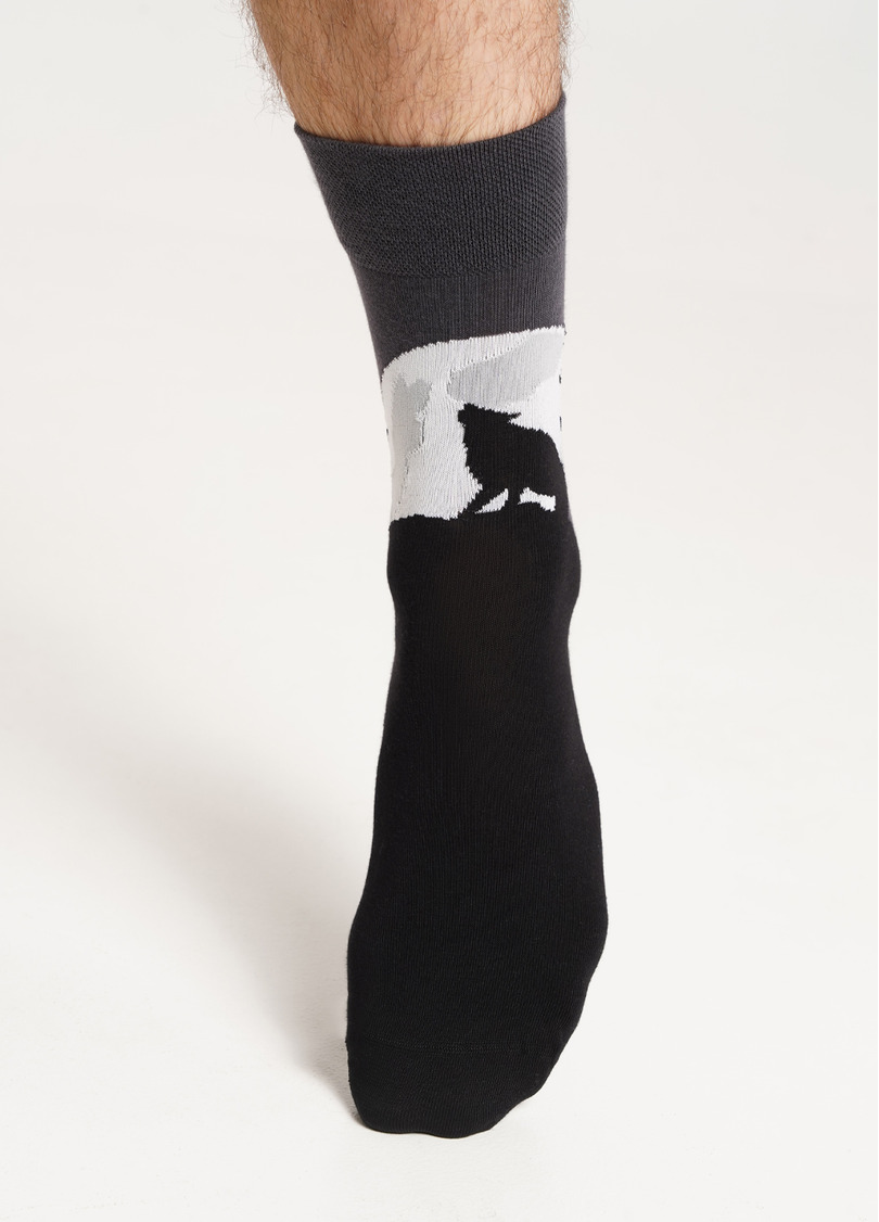 Мужские носки высокие с волком MS3 HALLOWEEN 2302 pirate black (черный)