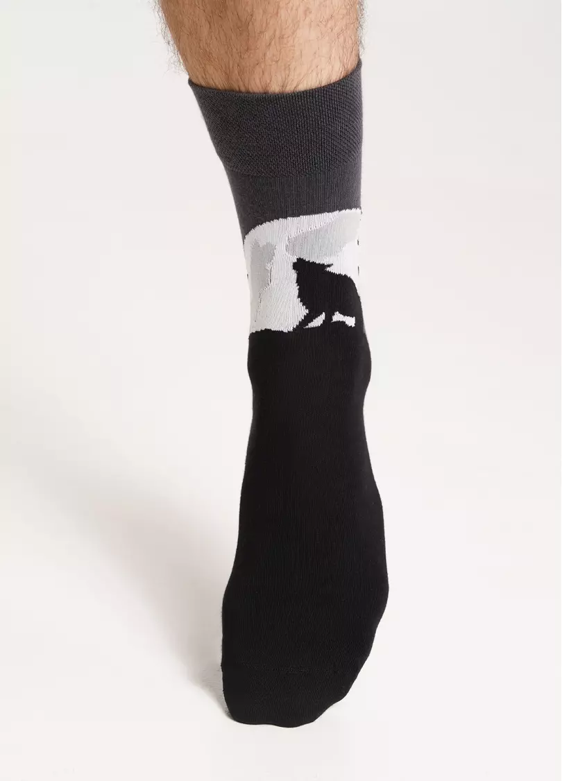 Чоловічі шкарпетки високі з вовком MS3 HALLOWEEN 2302 pirate black (чорний)