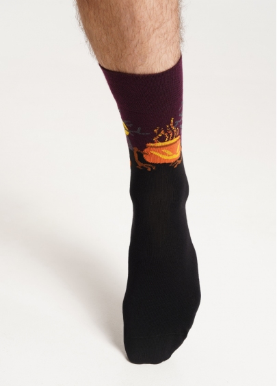 Чоловічі шкарпетки високі з гарбузами MS3 HALLOWEEN 2303 vintage grape (фіолетовий)