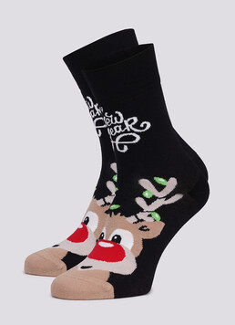 Новогодние носки высокие мужские MS3 NEW YEAR 2103 black (черный)
