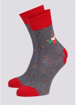 Чоловічі шкарпетки з Сантами MS3 NEW YEAR 2109 dark grey melange (сірий)