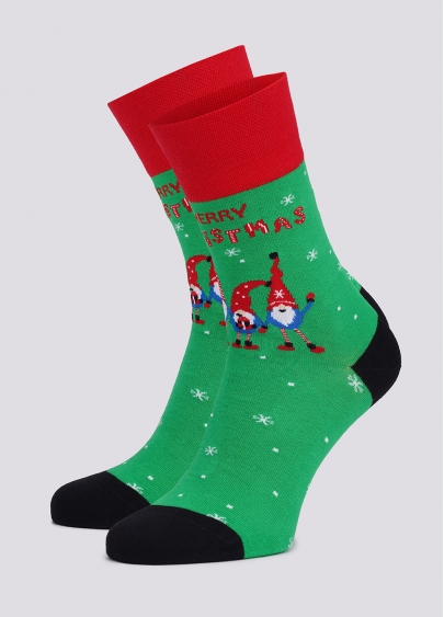 Чоловічі шкарпетки новорічні з гномами MS3 NEW YEAR 2110 island green (зелений)