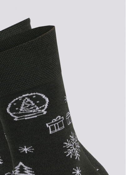 Мужские носки с рождественским узором MS3 NEW YEAR 2112 khaki (зеленый)