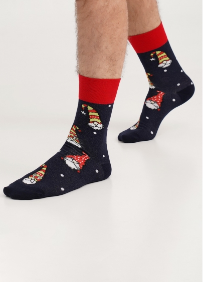 Чоловічі шкарпетки з різдвяними гномами MS3 NEW YEAR 2303 navy (синій)