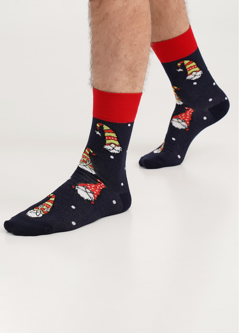 Чоловічі шкарпетки з різдвяними гномами MS3 NEW YEAR 2303 navy (синій)