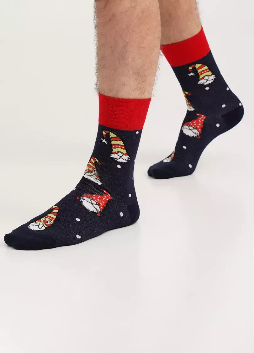 Чоловічі шкарпетки з різдвяними гномами MS3 NEW YEAR 2303 navy (синій)