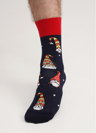 Чоловічі шкарпетки з різдвяними гномами MS3 NEW YEAR 2303 navy (синій)