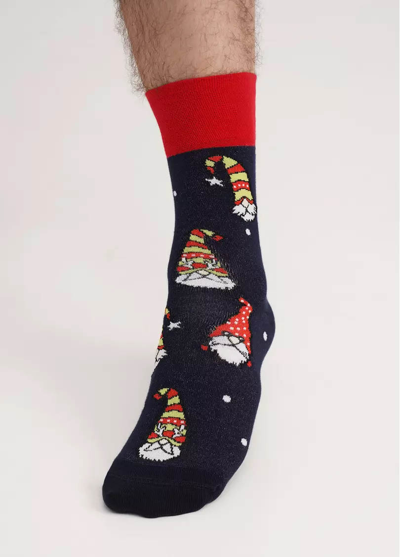 Чоловічі шкарпетки з різдвяними гномами MS3 NEW YEAR 2303 navy (синій)