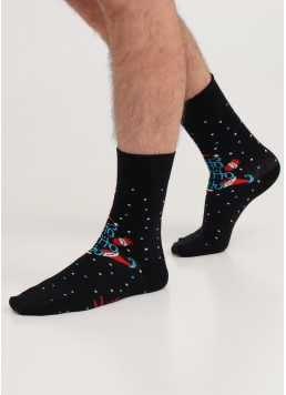 Мужские носки новогодние с Санта-Клаусом MS3 NEW YEAR 2305 black (черный)