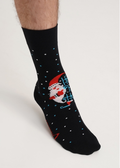 Чоловічі шкарпетки новорічні з Санта Клаусом MS3 NEW YEAR 2305 black (чорний)