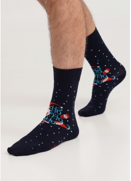 Мужские носки новогодние с Санта-Клаусом MS3 NEW YEAR 2305 navy (синий)