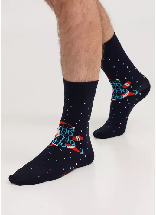 Мужские носки новогодние с Санта-Клаусом MS3 NEW YEAR 2305 navy (синий)