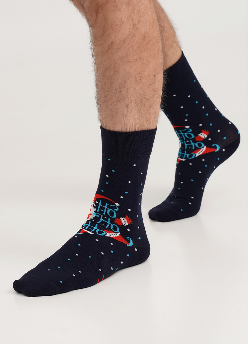 Чоловічі шкарпетки новорічні з Санта Клаусом MS3 NEW YEAR 2305 navy (синій)