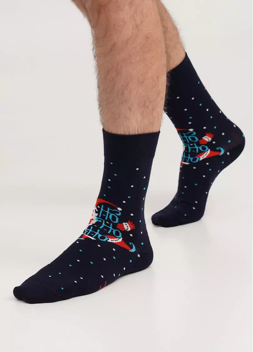 Чоловічі шкарпетки новорічні з Санта Клаусом MS3 NEW YEAR 2305 navy (синій)