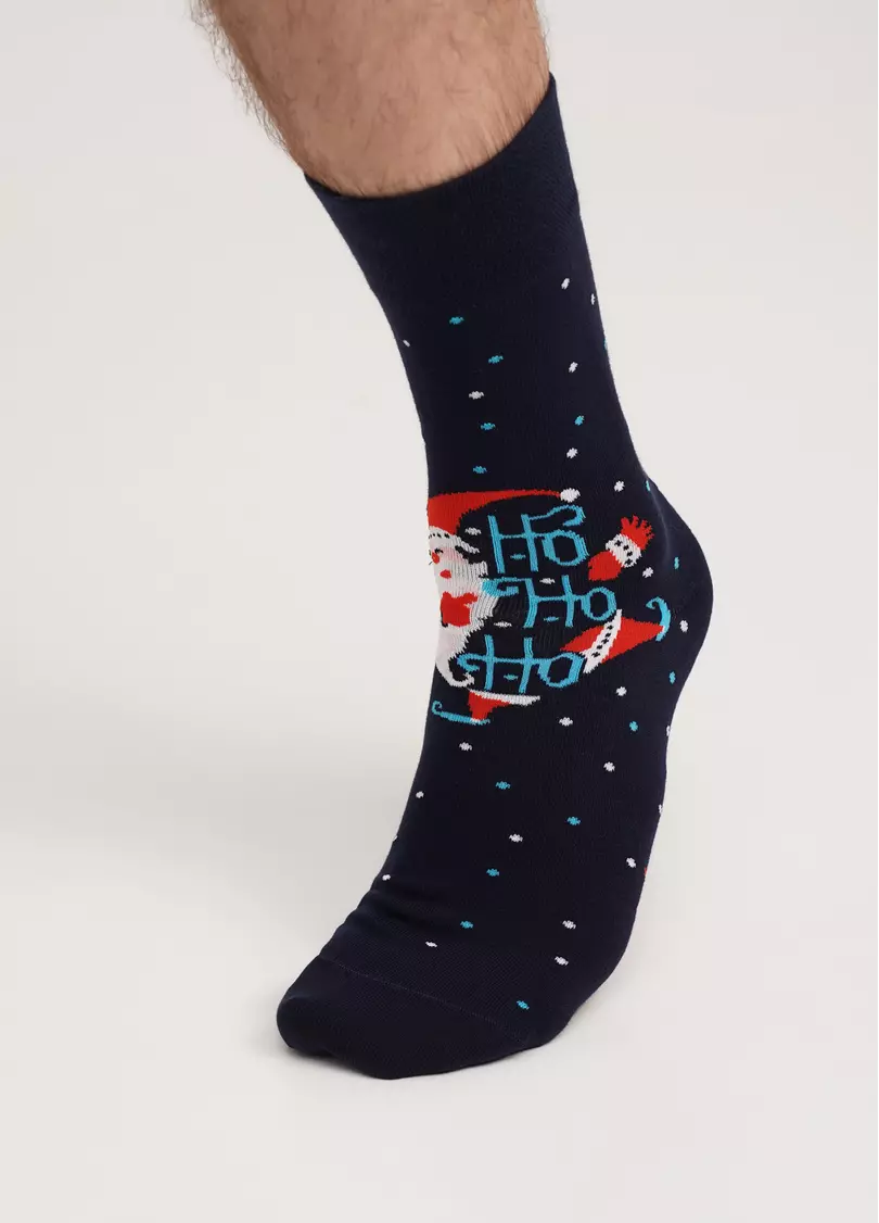 Чоловічі шкарпетки новорічні з Санта Клаусом MS3 NEW YEAR 2305 navy (синій)