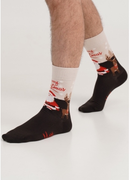 Чоловічі шкарпетки різдвяні MS3 NEW YEAR 2306 caffe (коричневий)