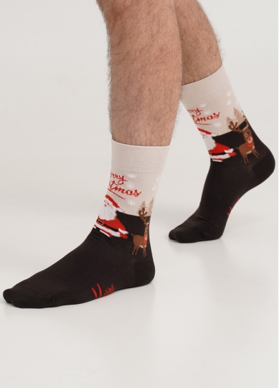 Чоловічі шкарпетки різдвяні MS3 NEW YEAR 2306 caffe (коричневий)