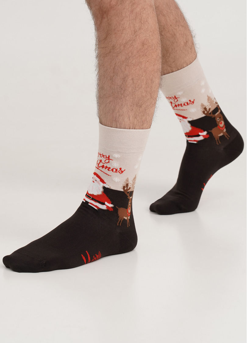 Мужские носки рождественские MS3 NEW YEAR 2306 caffe (коричневый)