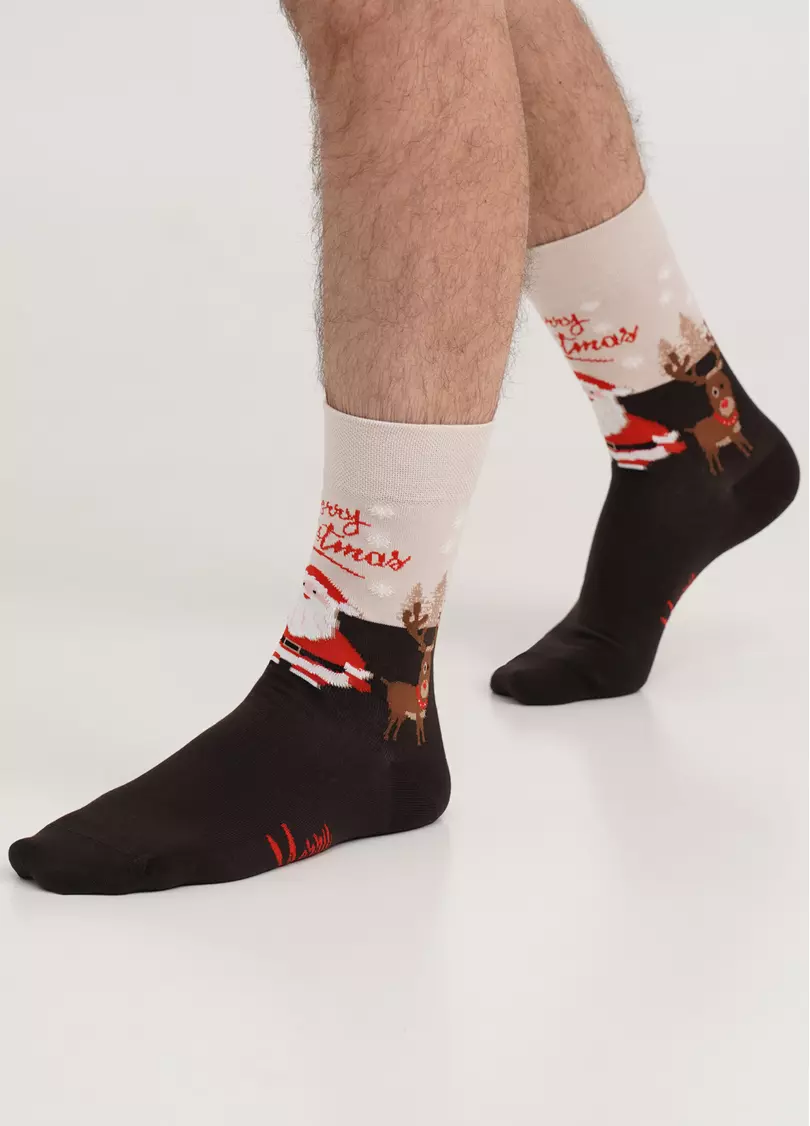 Мужские носки рождественские MS3 NEW YEAR 2306 caffe (коричневый)