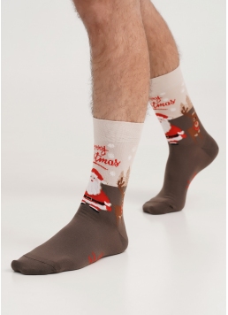 Мужские носки рождественские MS3 NEW YEAR 2306 haze (коричневый)