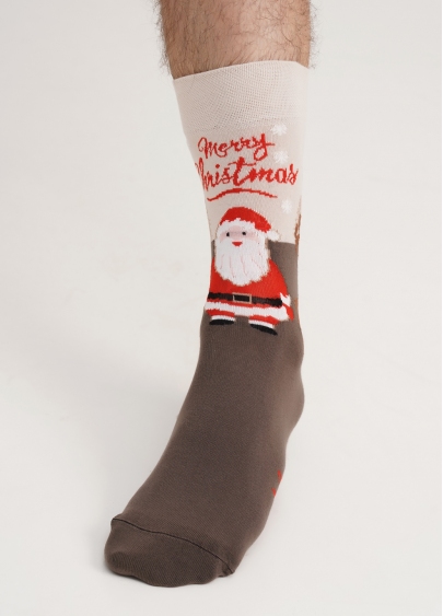 Чоловічі шкарпетки різдвяні MS3 NEW YEAR 2306 haze (коричневий)