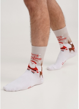 Мужские носки рождественские MS3 NEW YEAR 2306 white (белый)