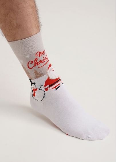Чоловічі шкарпетки різдвяні MS3 NEW YEAR 2306 white (білий)