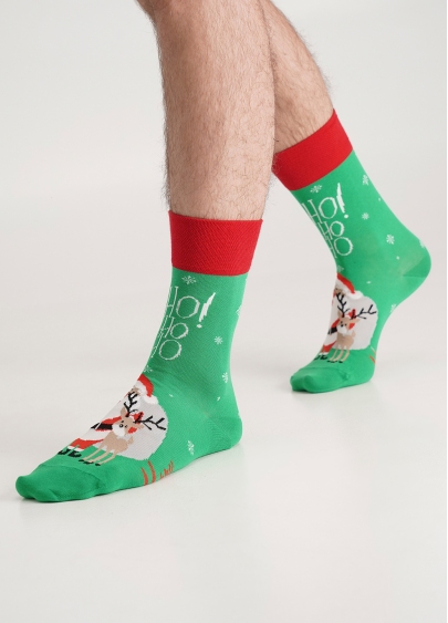Мужские носки с Санта Клаусом и оленем MS3 NEW YEAR 2406 island green (зеленый)