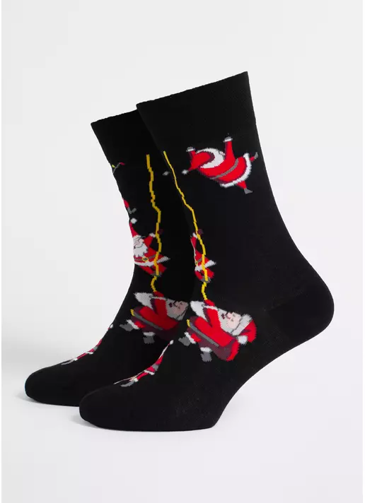 Мужские носки с Сантами MS3 NEW YEAR 2601 black (черный) Мужские носки с Сантами MS3 NEW YEAR 2601 black (черный)