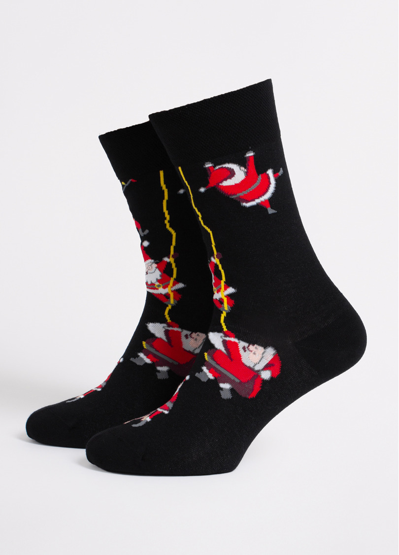 Чоловічі шкарпетки з Сантами MS3 NEW YEAR 2601 black (чорний)