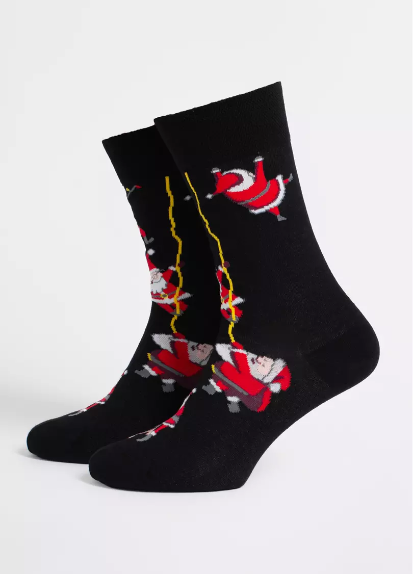 Мужские носки с Сантами MS3 NEW YEAR 2601 black (черный)