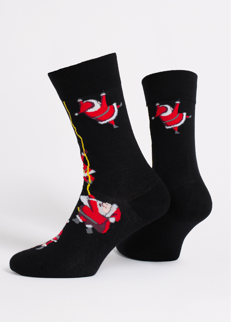 Чоловічі шкарпетки з Сантами MS3 NEW YEAR 2601 black (чорний)