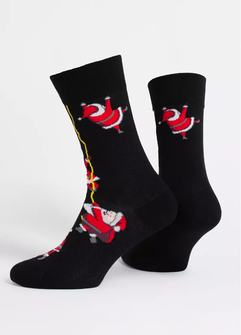 Мужские носки с Сантами MS3 NEW YEAR 2601 black (черный)