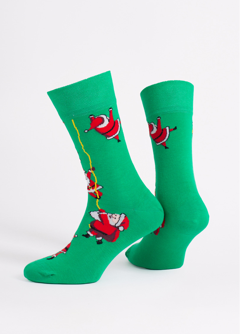 Чоловічі шкарпетки з Сантами MS3 NEW YEAR 2601 green (зелений)