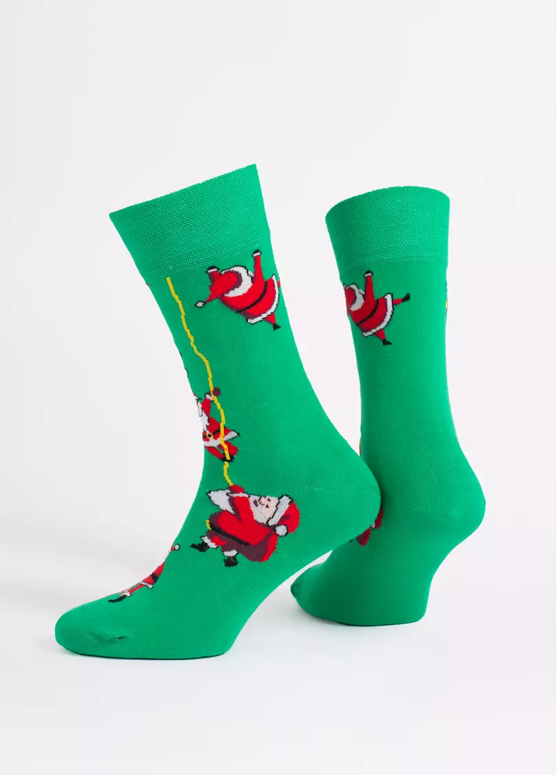 Мужские носки с Сантами MS3 NEW YEAR 2601 green (зеленый)