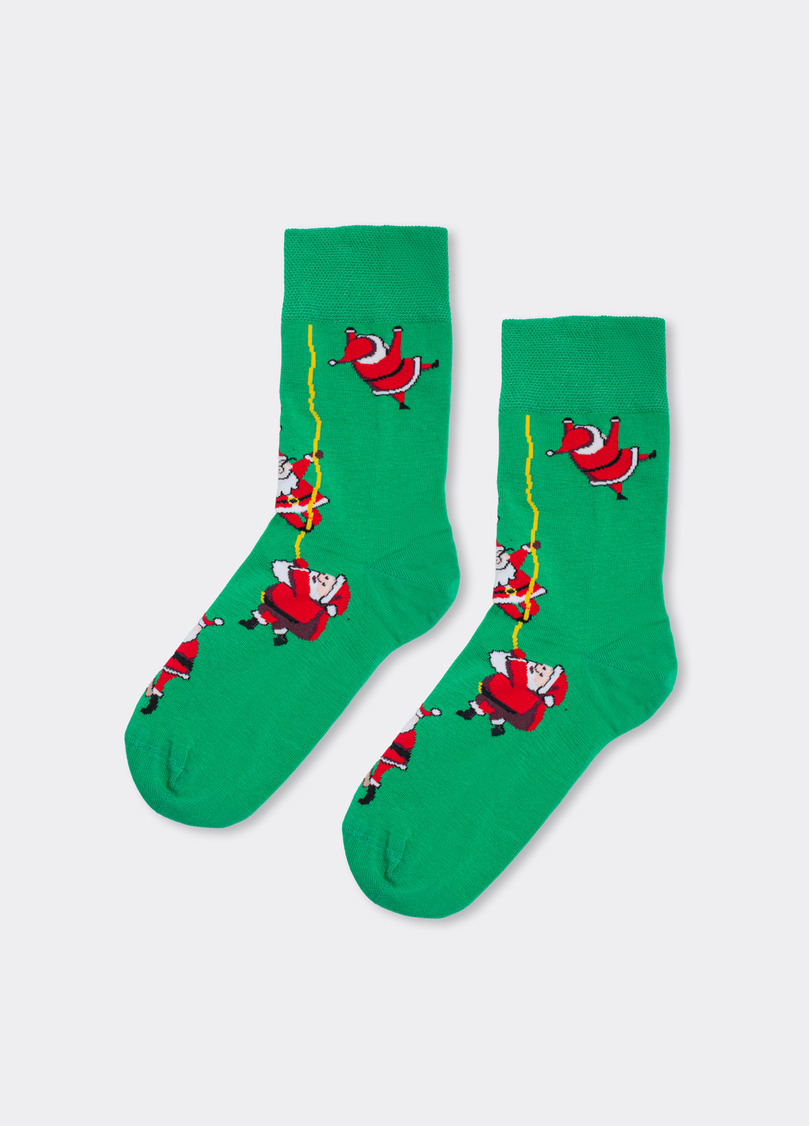 Чоловічі шкарпетки з Сантами MS3 NEW YEAR 2601 green (зелений)