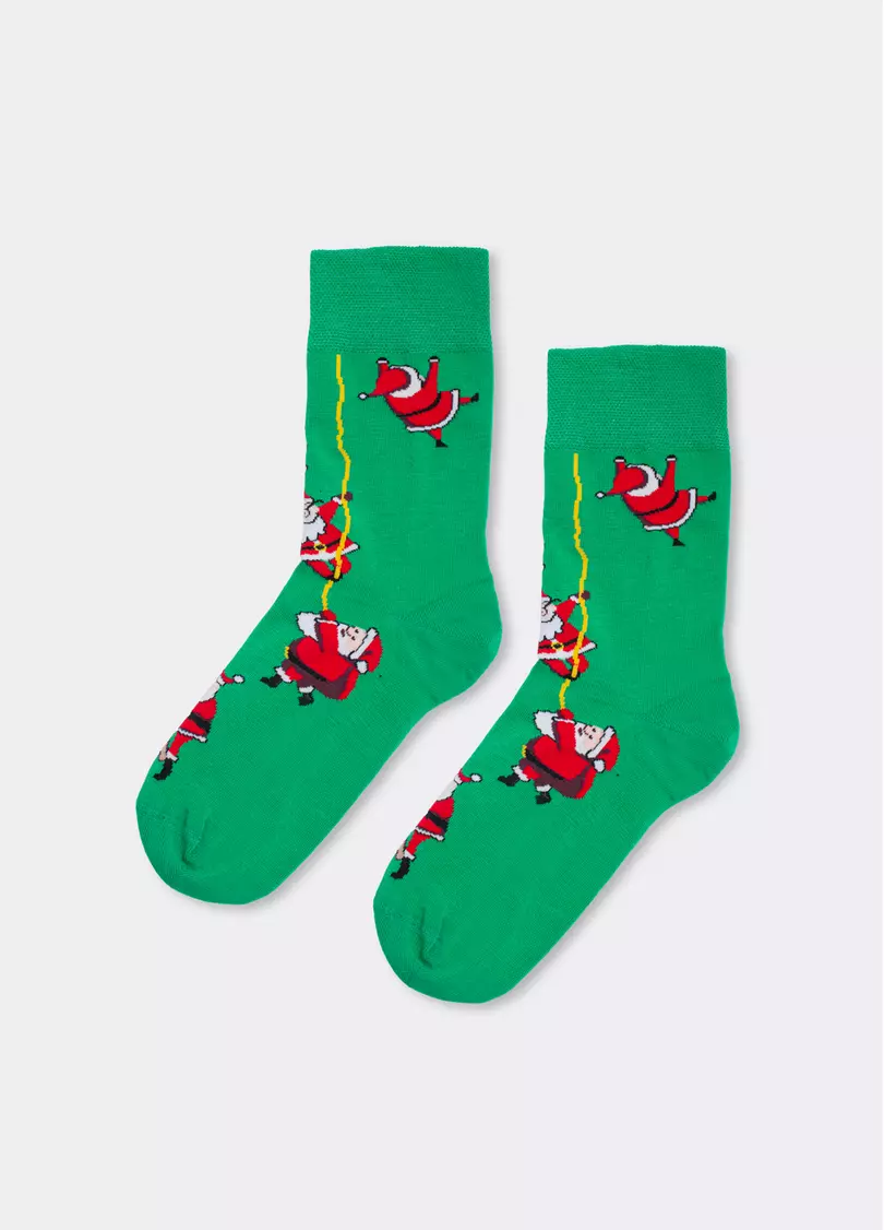 Мужские носки с Сантами MS3 NEW YEAR 2601 green (зеленый)