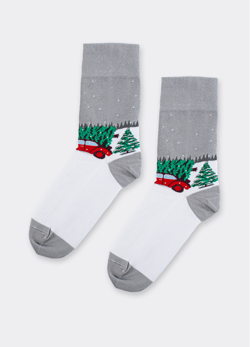 Чоловічі новорічні шкарпетки MS3 NEW YEAR 2602 silver (сірий)