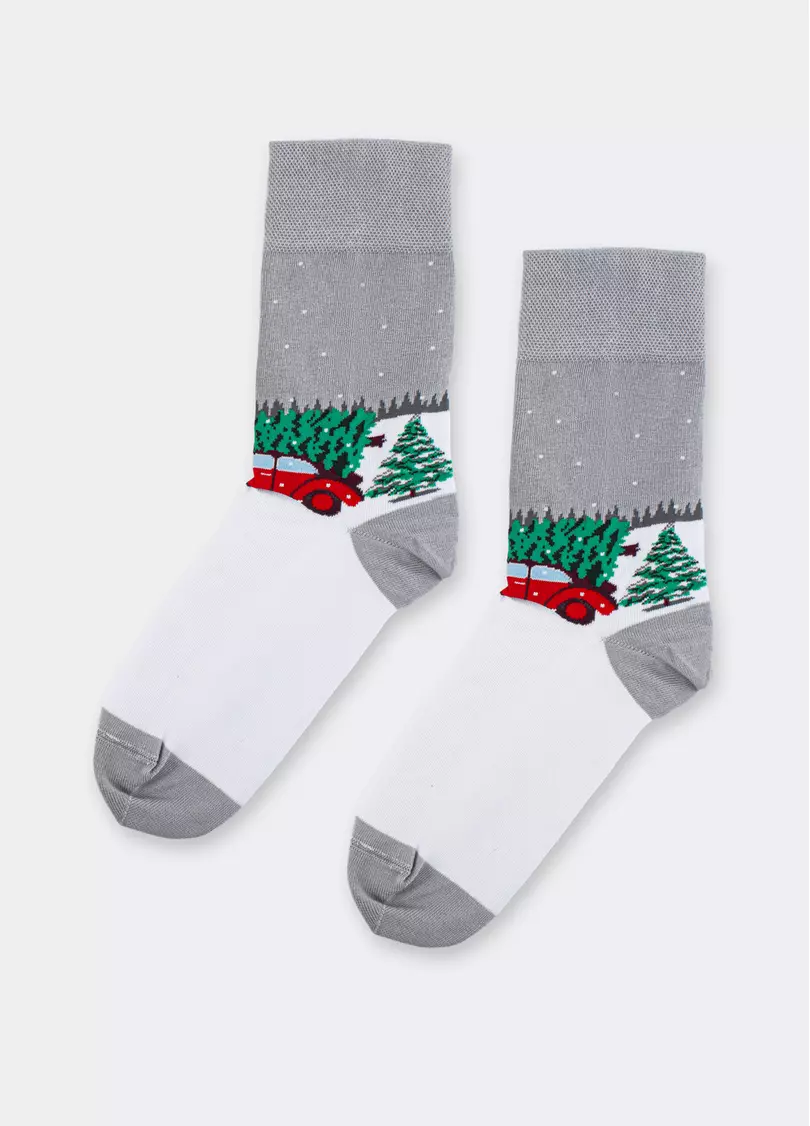 Чоловічі новорічні шкарпетки MS3 NEW YEAR 2602 silver (сірий)